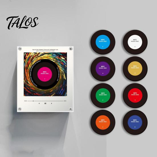 Interactive Refrigerator Magnet Magnetic Music Player, NFC Enabled Vinyl Record Fridge Magnet, Acrylic Decorative Box with LED Light, Decoration