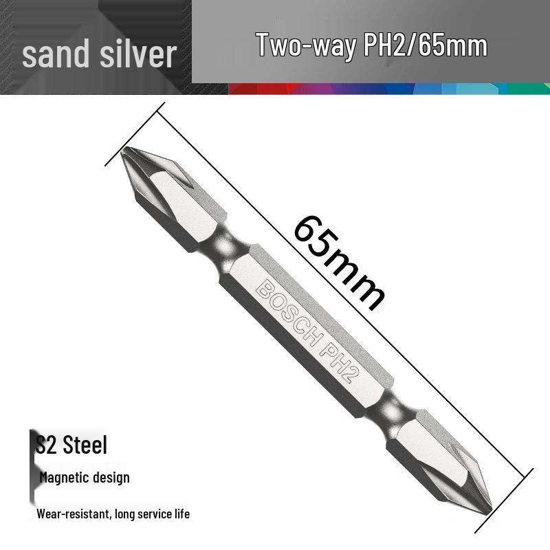 Bosch PH2 Magnetic Double-ended Phillips Screwdriver Bit with Extended Length for Electric and Air Screwdrivers.