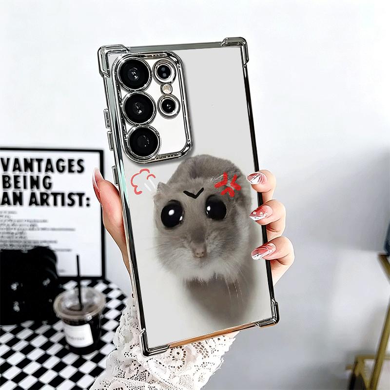 

Funny Sad Hamster Meme Plating Phone Case For Samsung Galaxy S24 S25 FE S26 Edge S23 Ultra S22 S21 Plus S20 Anti-Fall Airabag Co Samsung S26 Ultra