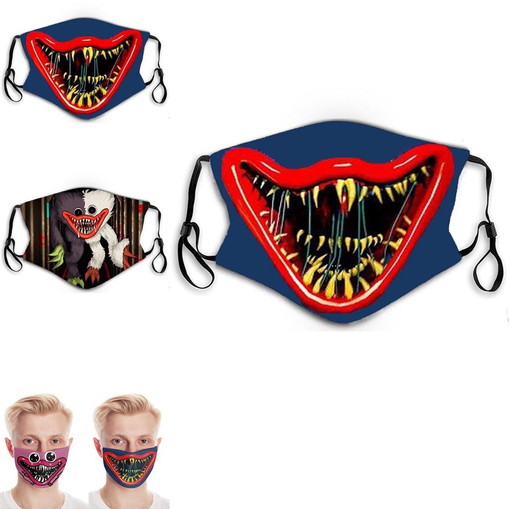 Masca de Față din Bumbac de Halloween Poppy Playtime Huggy Wuggys Pentru Adulți, Ajustabilă, Respirabilă