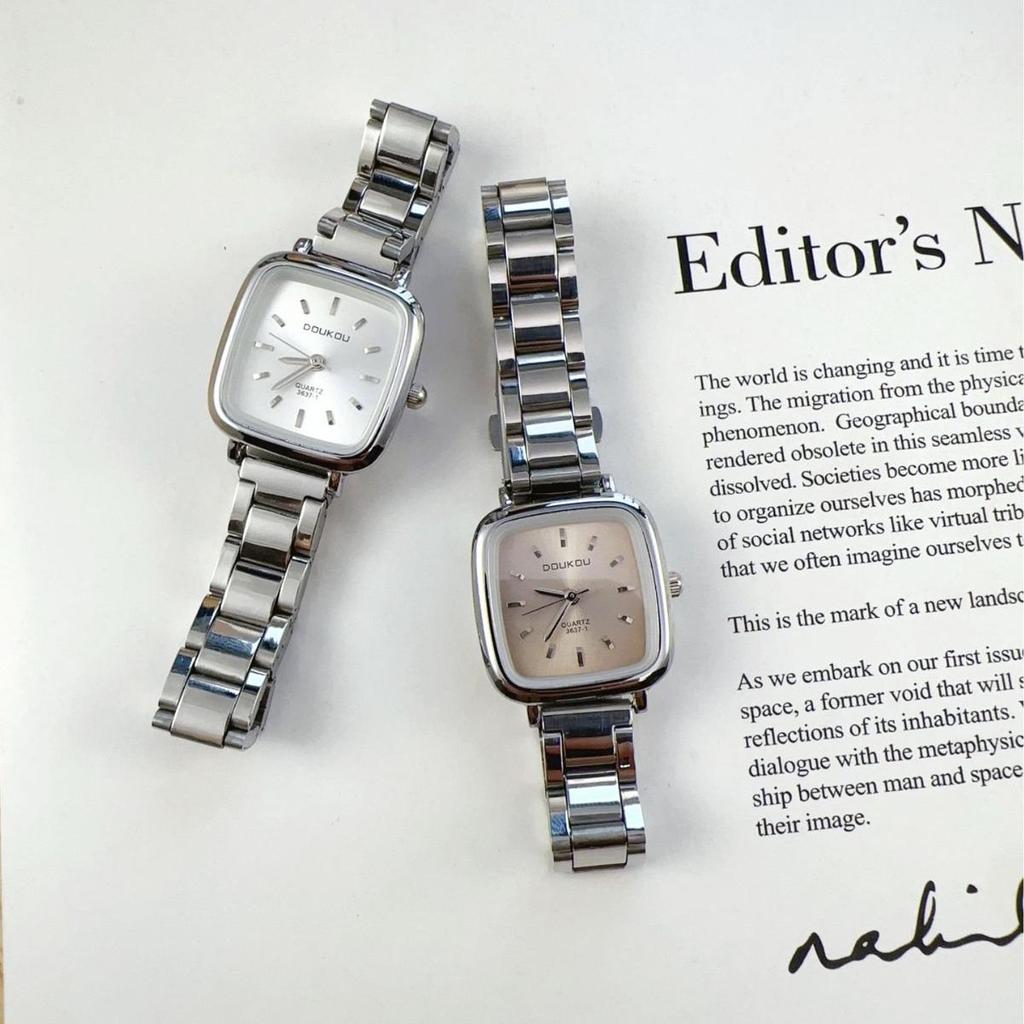 Elegant Women's Light Luxury Steel Band Wristwatch with Stick Markers