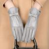 Women's winter leather gloves cycling driving cold and windproof velvet warm touch screen Korean version of fashion thin gloves