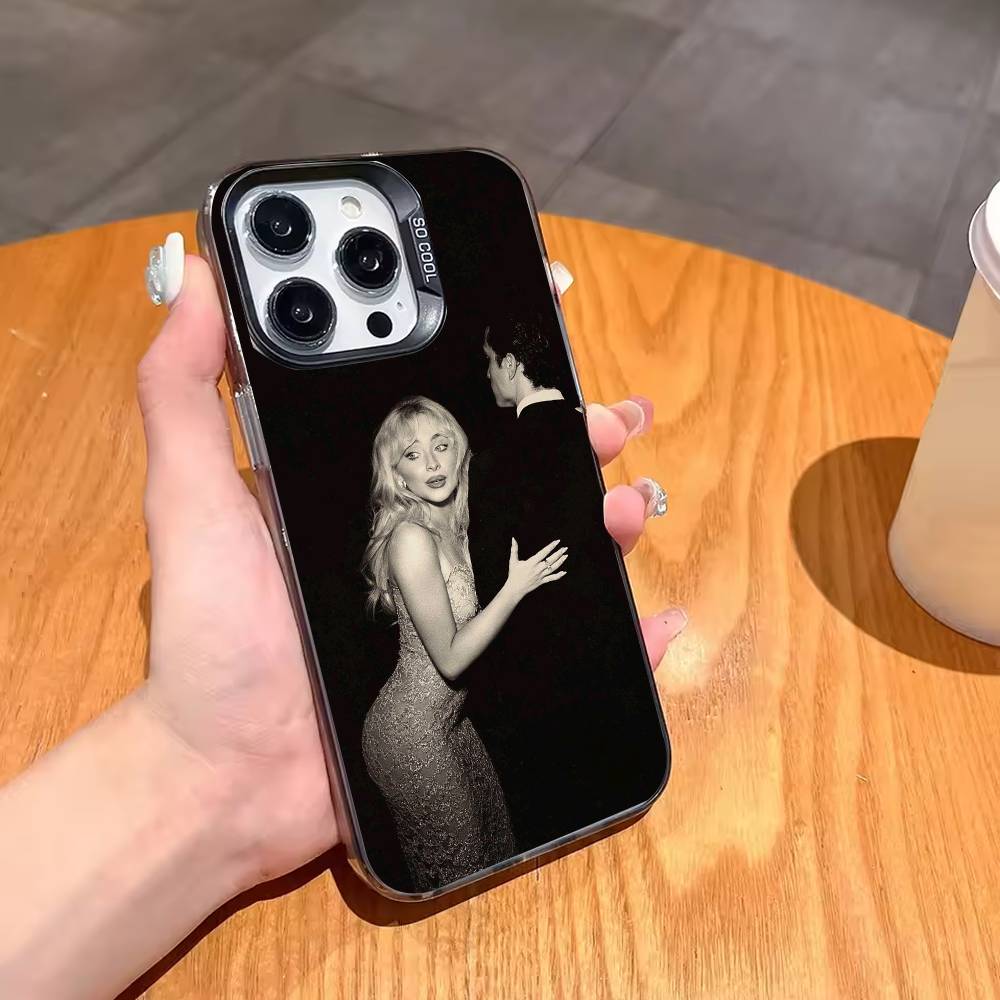 S-Sabrina Singer C-Carpenter Phone Case For iPhone17 16 15 14 13 12 Pro Max Grey Black Matte Laser Metallic Aurora Funda