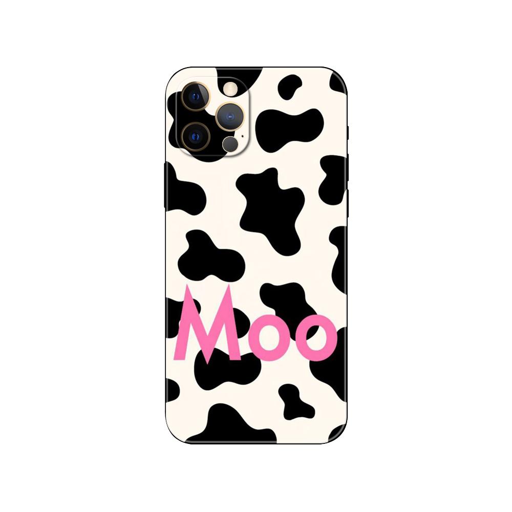 

Милый чехол для телефона с коровьими пятнами для iphone 5 5s se 6 6s 7 8 plus x 10 XR XS 11 12 13 mini pro MAX черная задняя крышка из ТПУ iphone 13pro MAX
