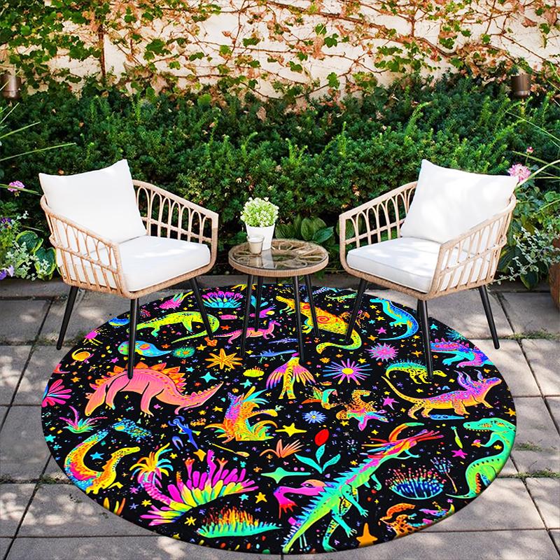 Cartoon Dinosaur pattern round rug,Carpet Rug for Living Room Bedroom Sofa Playroom Decor,Non-slip Floor Mat,Holiday Gifts and Birthday Gifts