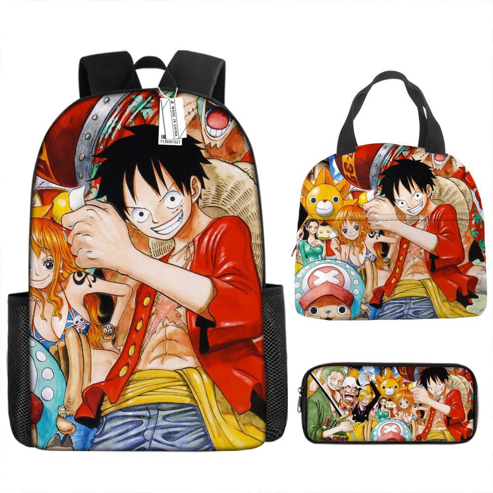 

ONE PIECE one piece шкільний рюкзак Рюкзак Луффі Учні початкової та середньої школи Рюкзак великої місткості Дитяча сумка для обіду 17 inch backpack