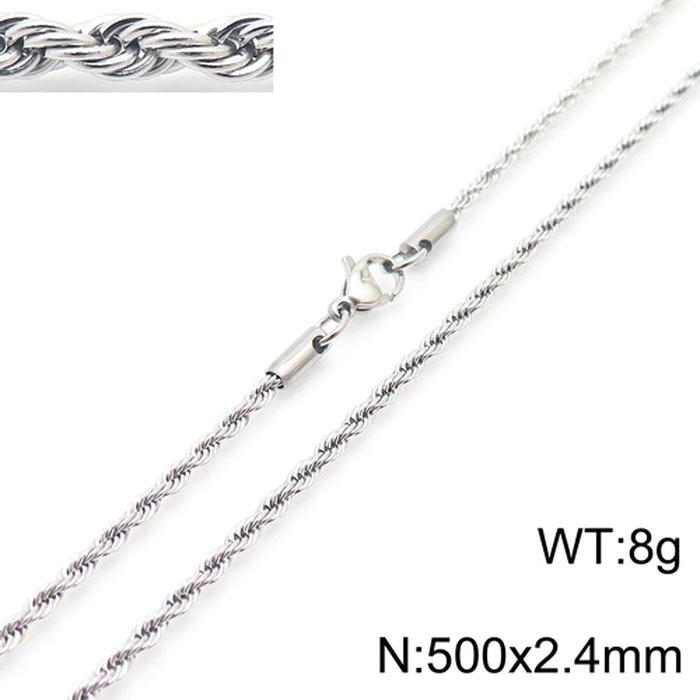 Spot Multi-Size Stainless Steel Twisted Rope Chain Necklace for Couples - Unisex Titanium Steel Design