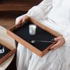 1Pc Bamboo Pattern Leather Tray, Acacia Wood Tray, Dressing Table Decoration Tray, Aromatherapy Ring Jewelry Tray