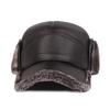 Middle-Aged and Elderly Baseball Cap Men's PU Cap Winter Warm Cycling Cap Old Velvet Ear Protection Cap