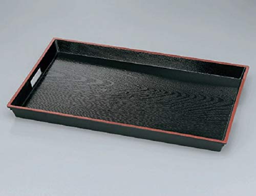 Ale-net ABS Wood Grain Side Tray, Black and Red, Non-Slip, 9 Shaku