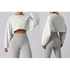European and American Style Short Gray Fitness Long-Sleeve Cover-Up Shawl Sports Sweatshirt Vest Dance Loose Yoga Top Jacket