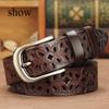 Women's Leather Belt Fashion Belt Pin Buckle Decorative Hollow Versatile Belt