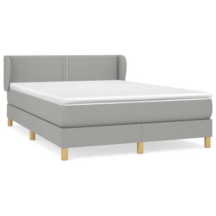3126725 vidaXL Lit à sommier tapissier avec matelas Gris clair 140x200cm Tissu