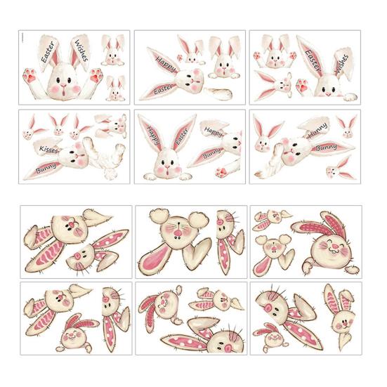 6 Sheets Easter Bunny Window Clings Reusable Static Window Decals for Spring Party Home Classroom Office Decoration