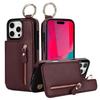 Zipper Wallet with Card Holder Ring Leather Phone Case for iPhone 16 15 14 11 Pro Max XS XR 7 8 Plus 13 12 Mini Protective Cover