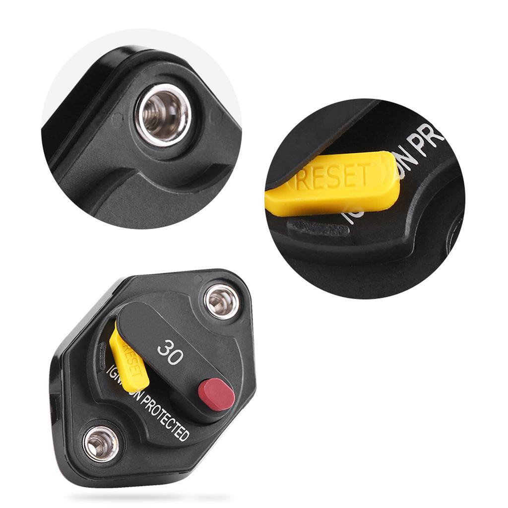 30 Amp Manual Reset Circuit Breaker Switch Car Boat Fuse Holder Waterproof
