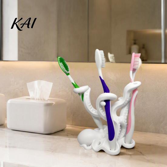 3D Printed Stationery Holder Octopus Toothbrush Holder, Creative Space Saving Desk Organizer, Durable Pen PLA Material Stable Base Smooth Finish