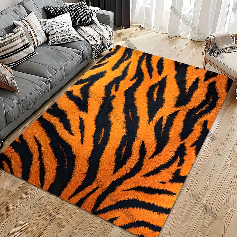 Orange and black tiger stripes carpet Yoga living room room decor children's crawling mat doormat area rug games mat
