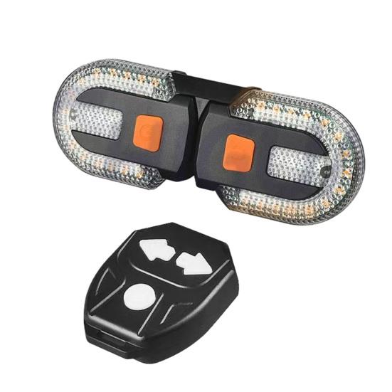 Bicycle Turn Tail Light with Remote Control, IPX6 Waterproof 5 Modes Bike Rear Warning Light, Rechargeable Dual LED Split Taillight for Road, A
