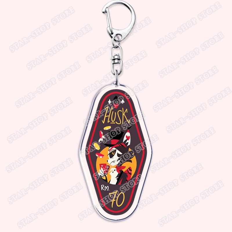 Heiß Populär Anime Cartoon Dämon Figur Schlüsselanhänger für Zubehör Tasche Angel Dust Schlüsselanhänger Ring Schlüsselring Schmuck Fans Freunde Geschenke