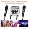 MF-8 Mini Sound Audio Mixer Stereo Echo Mixers Dual Mic Inputs Support BT Recording MP3 Function with 2 Set Wired Handheld Microphones for TV PC Smar