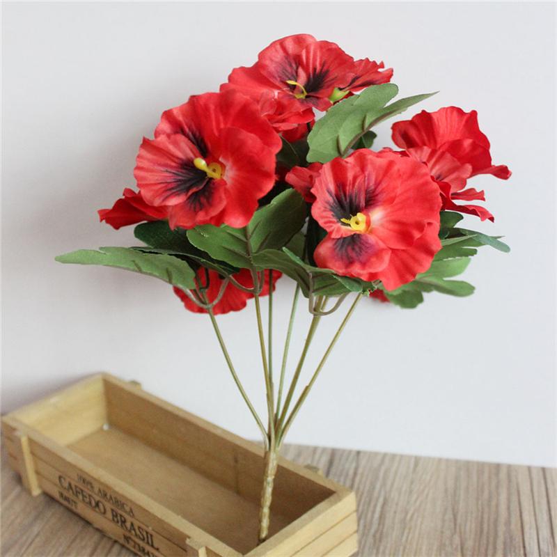 1 шт. Искусственные Цветы Шелковый Цветок Анютины Глазки Свадебная Вечеринка Стол Сад Декор Дома Имитация Растений красный