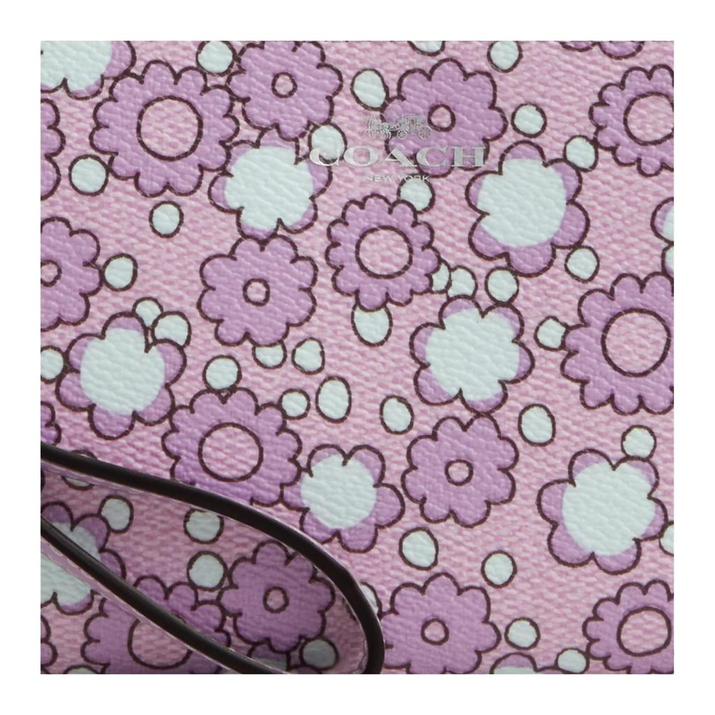 Coach Wristlet 16 Floral Print Design Coated Canvas Clutch Small Women Clutch Purple CBP28-SVY2I