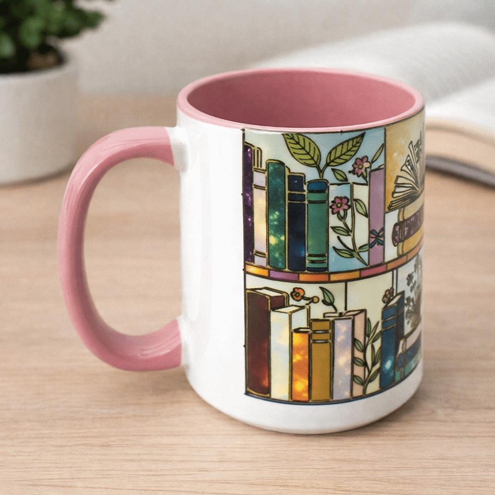 Bücherregal Muster Blumig Keramik Kaffeetasse Lustiges Bücherwurm Geschenk Teetasse Valentinstagsgeschenk