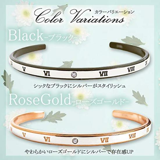 La Amore Eterno Pair Stainless Steel Surgical Stainless Steel Atlas Design with Roman Rose Gold and Black Bangles, Bracelets, Accessories, Numerals,