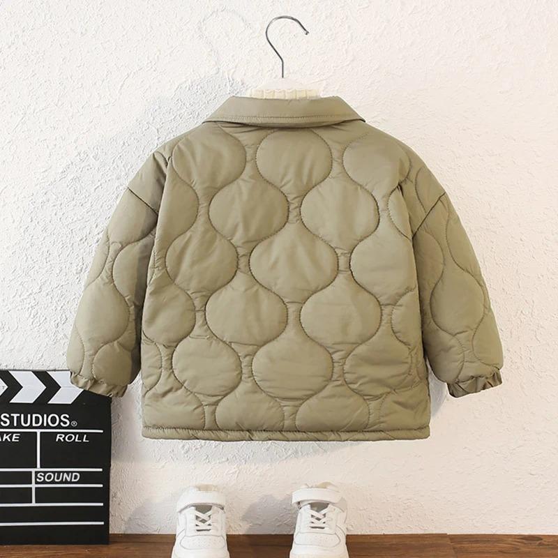 Autumn Kids Jacket Winter Boys Solid Color Thick Plus Velvet Warm Coat Teen Children Outerwear Clothing