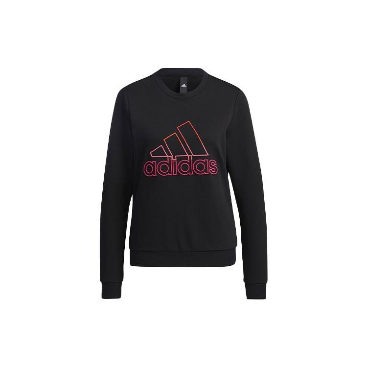 (WMNS) adidas Printing Logo Round-neck Swea Black Women s GP0704 S