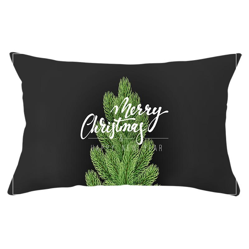Green Series Christmas Peach Skin Printed Waist Pillowcase Square Sofa Pillowcase Office Pillowcase