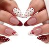 Nail art, French polka dot bow girl style long almond-shaped nail wear