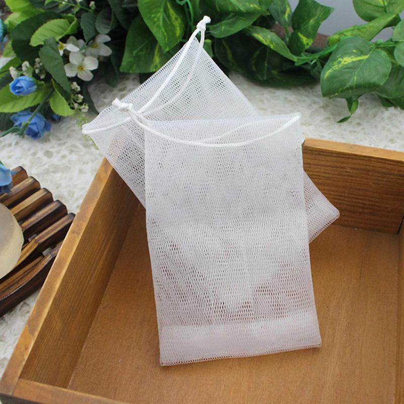Mesh Foaming Soap Bags Facial Cleanser Foam Bag Drawstring Shower Bubble Foam Net Bath Body Washing Household Cleaning Supplies