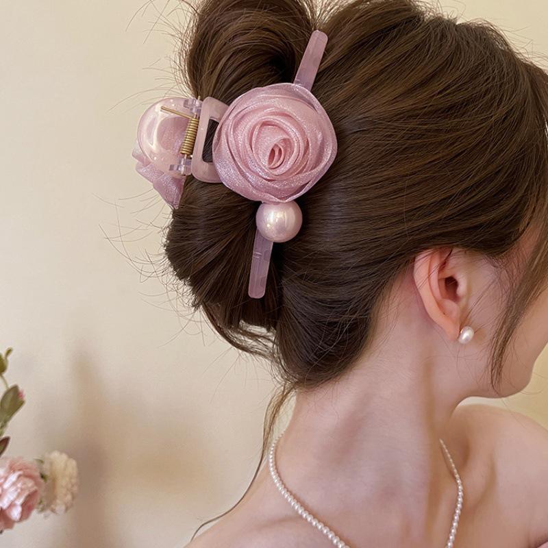 2025 Šik Květinová Spona do Vlasů ze Síťoviny pro Ženy