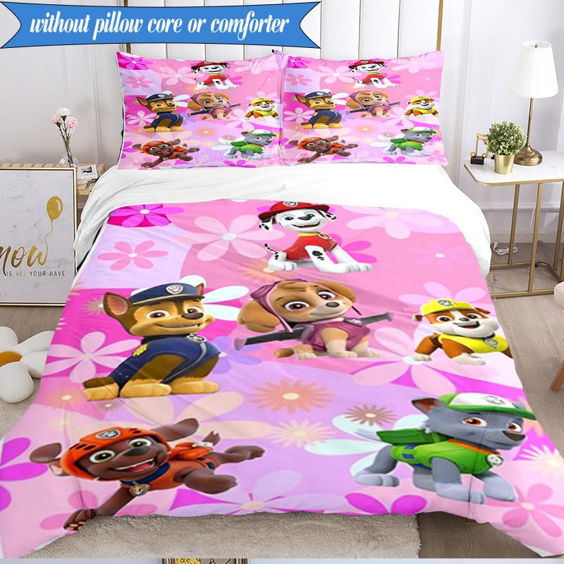 3PCS Paw Patrol: Heroic Rescue Bedding Set 2D Printing (Includes 1 Duvet Cover + 2 Pillowcases Coreless), Bedroom decor,Fan gift