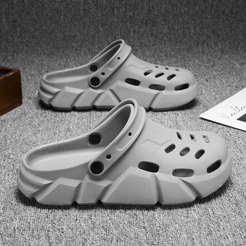 

2023 Summer Korean Style Men s Non-Slip Thick Sole Round Toe Outdoor Slippers 44/45 чорний