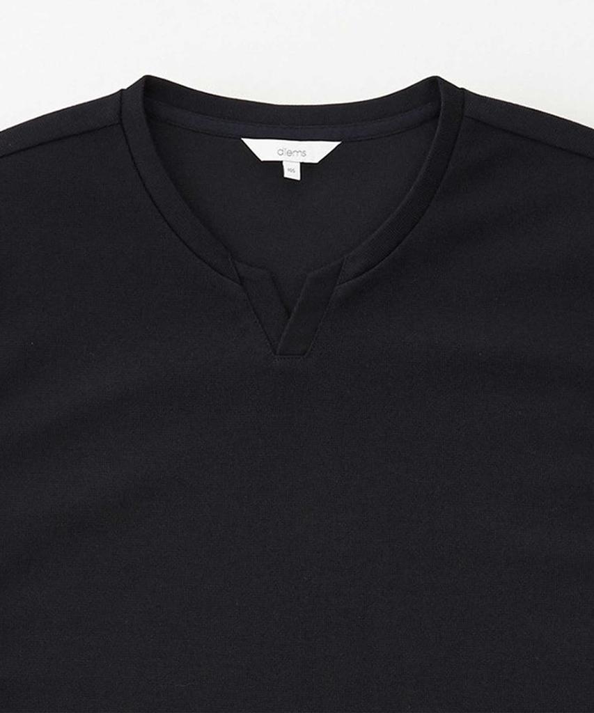 STCO Diems Ripple Knit Slit Neck T-Shirt_Navy (Classic Fit)_Dtsuz42Csn