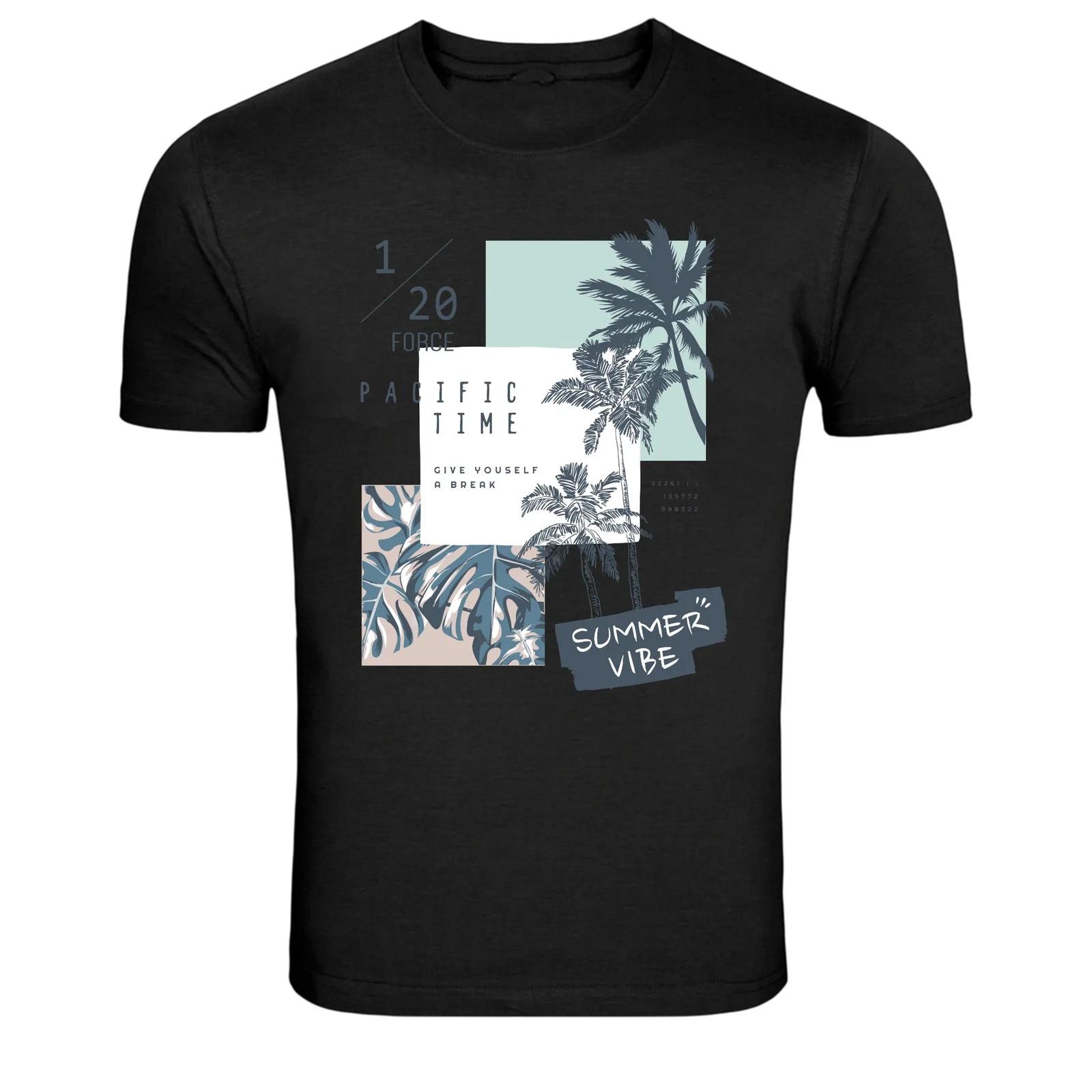 Pacific Time Summer Vibe Tropical Palm Graphic T-Shirt XL