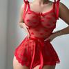 Women's Sleepwear  Spaghetti Strap Dress  Transparent Sexy Nightgowns Lace Slip Pajamas  Sexy Set Lingerie