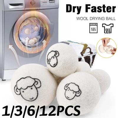1-12 Stück Woll-Trocknerbälle 5/7 cm Wiederverwendbar Natürlicher Weichspüler für Stoffe Zuhause Faltenreduzierer Waschmaschine Reinigungszubehör Gadget