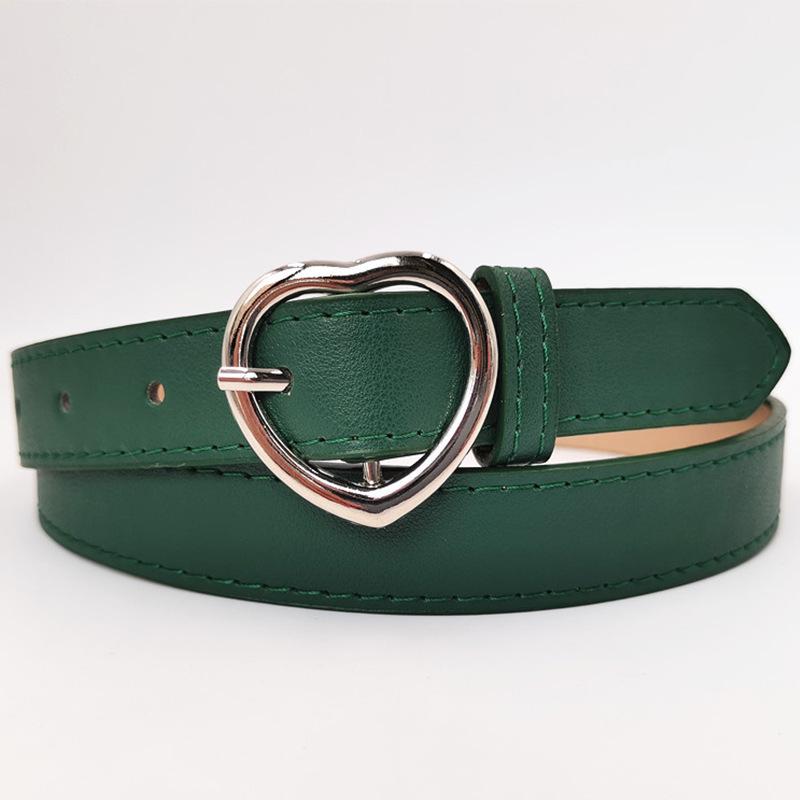 Simple New Love Alloy Pin Buckle Women's Belt Glossy Versatile Clothing Decoration PU Belt