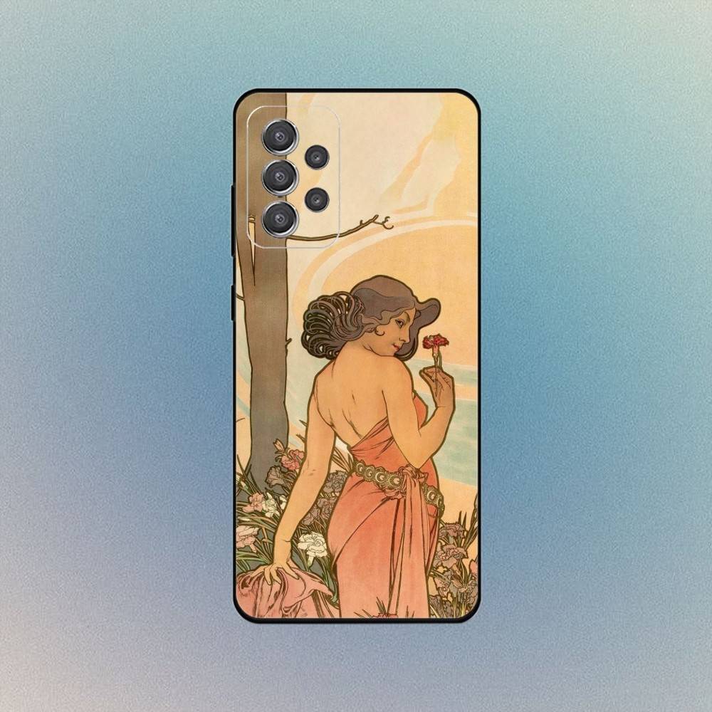 Vintage A-Alphonse Mucha Phone Case For Samsung S25,S24,S21,S22,S23,S30,Ultra,S20 Black Soft Case
