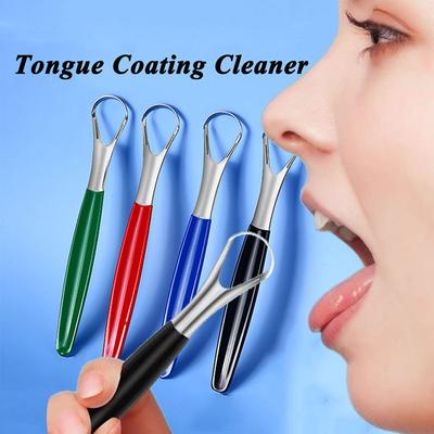 Metal Tongue Scraper With Color Handle Stainless Steel Tongue Cleaner For Oral Hygiene Stainless Steel Tongue Cleaning Tool
