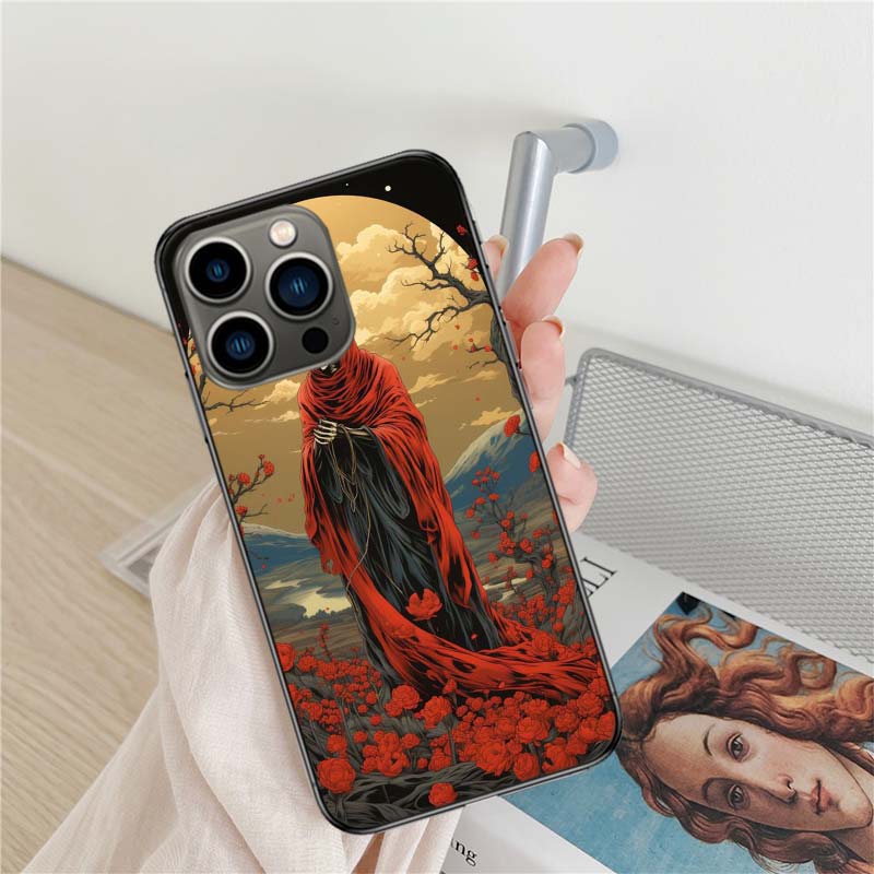 Grim Reaper Skull Skeleton Phone Case For Iphone 17 Air 16 15 Pro Max 14 Plus 16E Coque 13 Pro 12 Mini 11 Clear Cover Silicone C