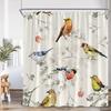 Colorful Bird Shower Curtain Green Leaves Birds On Tree Branch Bathroom Decorative Polyester Fabric Bath Curtains Set With Hooks