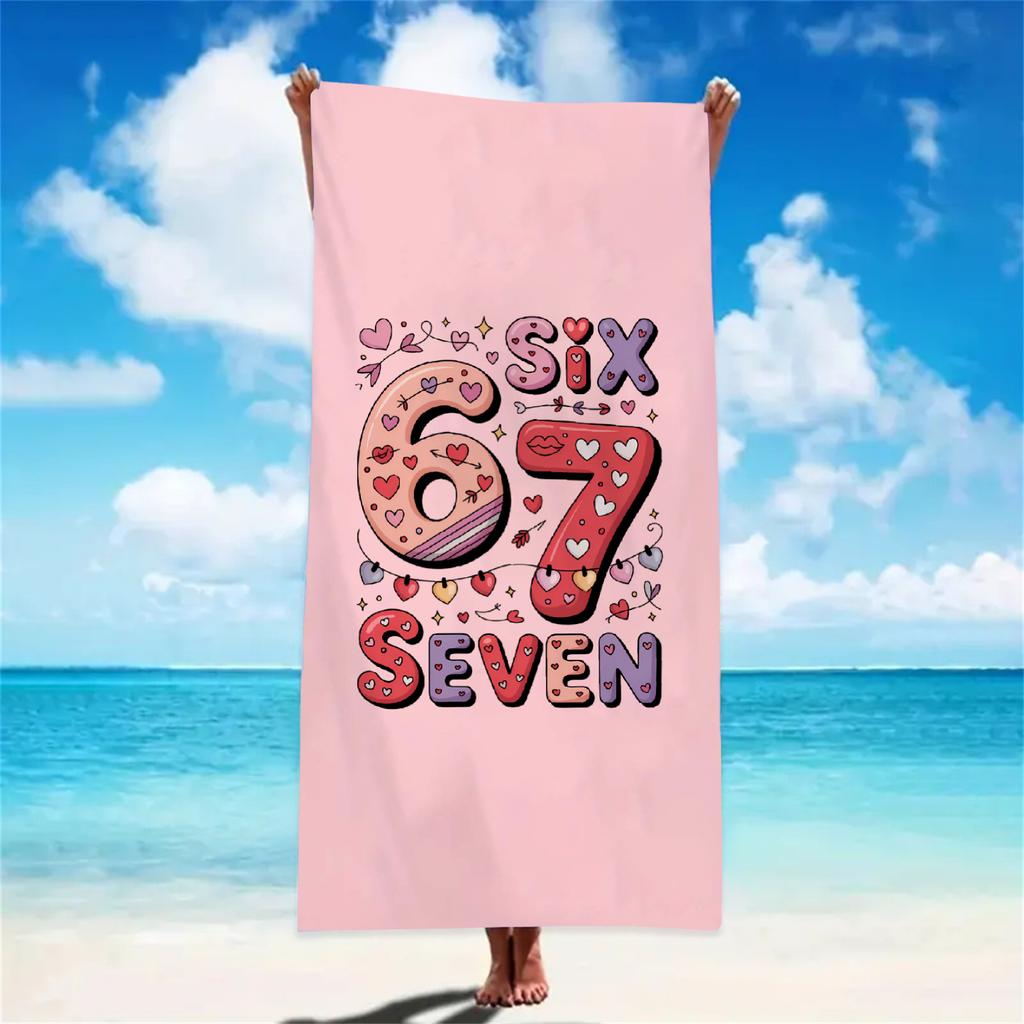 Girly 67 Meme Beach Towel Pink Star Bow Pattern Absorbent Lightweight Towel Ideal for Vacation Swimming Bath Accessories