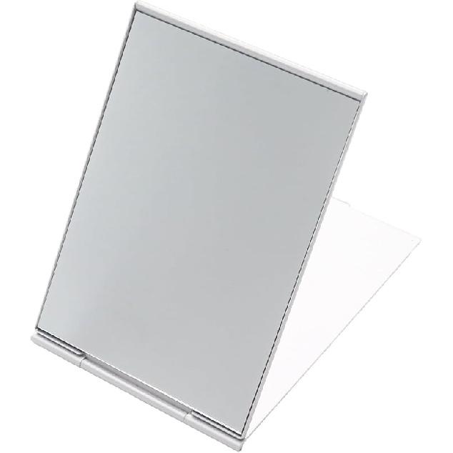 Portable Folding Mirror 4.5x3 Inch Ultra-Slim Aluminum Shell Compact Mirror for Travel Daily Work Business