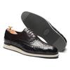 Fashion British Style Men's Flat Sneakers Genuine Cow Leather Wingtip Toe Brogue Oxfords Alligator Print Casual Dress Shoes Male