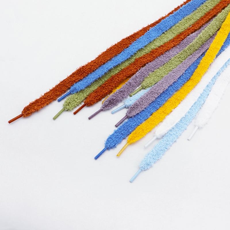1Pair Flat Shoelace Fluffy Shoelaces 1.5cm Width Plush Rope Shoe Laces 100/120/140/160CM for Woman Man Shoes Accessories Fashion